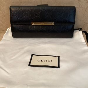 Gucci Long Monogram Leather Wallet - Nero